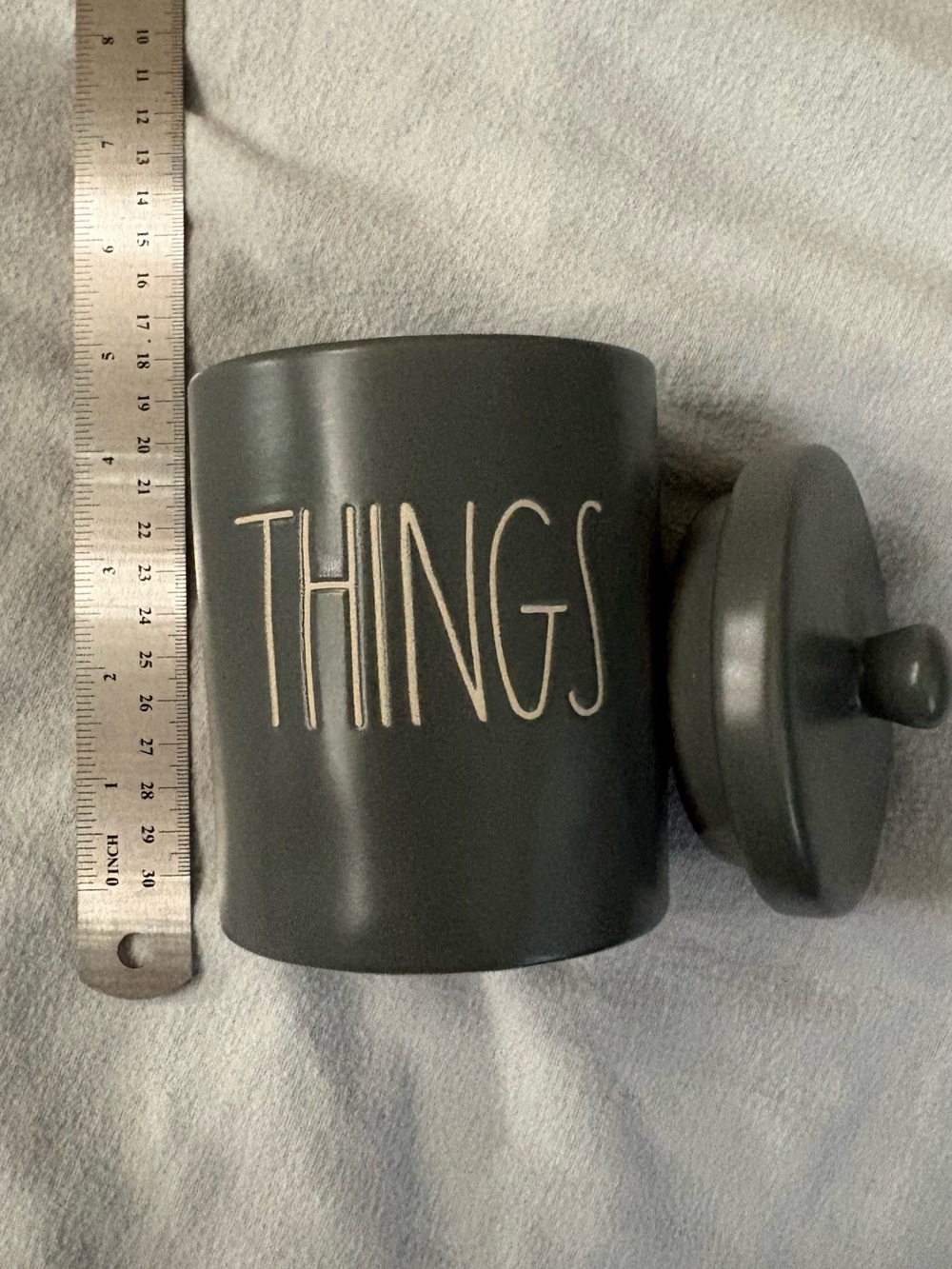 Rae Dunn charcoal 'THINGS' Ceramic Canister with Lid